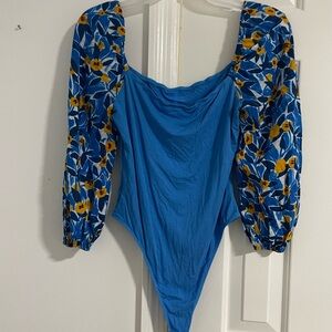 SHEIN Blue Floral Bodysuit
